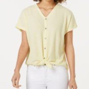 ♥ 2x$25 - Style & Co Tie-Front Top Soft Yellow
